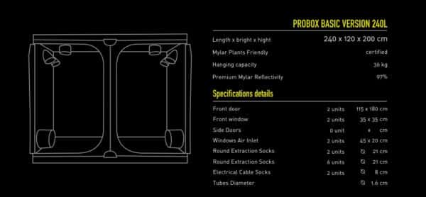 Garden HighPro ProBox Basic 240L Grow Tent - 240x120x200cm